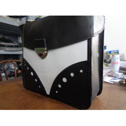 BLACK AND WHITE LEATHER BAG...